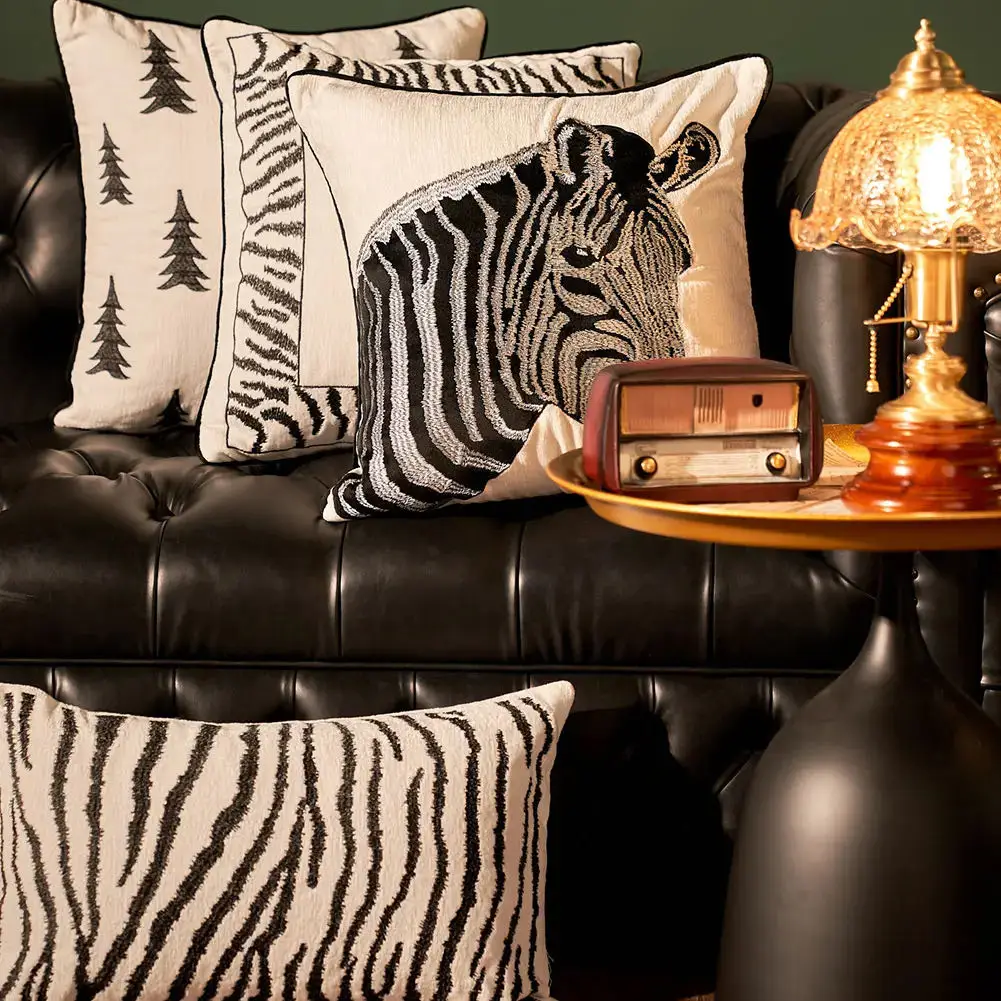 Chenille sierkussens hoesjes zebra - Afbeelding 5